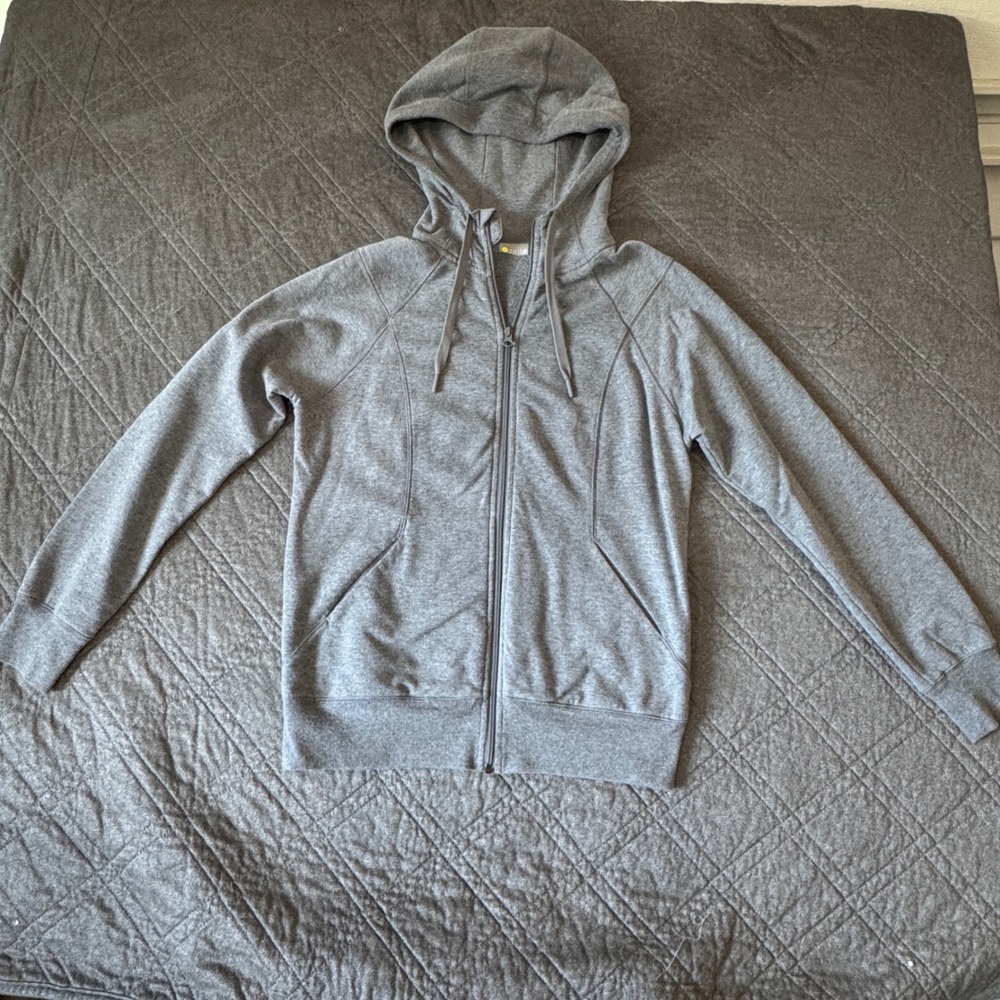 Zella Womens Gray Full Zip Hooded Sweatshirt Jacket Size Medium